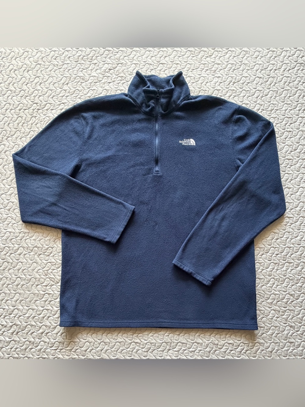 The North Face Men’s Medium Blue 1/4 Zip Fleece Pullover Jacket Logo